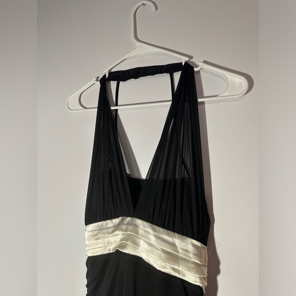 vintage y2k black mesh layered white belted midi dress size large - Picture 5 of 8